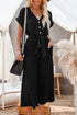 Effortless Style Dolman Sleeve V Neck Button Front Belted Wide Leg Jumpsuit